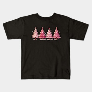 Cute pink Christmas trees Kids T-Shirt